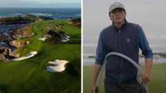 cypress point 17th hole and a grounds crew worker from the club