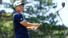 Michael Thorbjornsen of the United States plays his shot from the fourth tee during the final round of the Rocket Classic 2025 at Detroit Golf Club on June 29, 2025 in Detroit, Michigan.