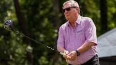fuzzy zoeller hits tee shot during the 2022 insperity invitational