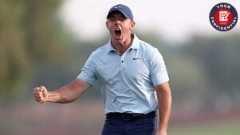 Rory McIlroy celebrates a made putt