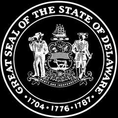 Great seal of the State of Delaware in white