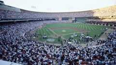 Members of the Oakland A's and San Francisco Giants 