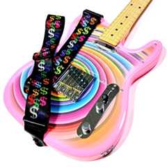 取付け Perri's (ペリーズ) LPCP-7209 ドル柄ギターストラップ Bullfighter D-133 『にじ』 その1