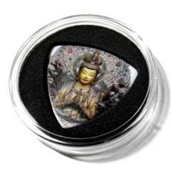 収納する PICKBOY (ピックボーイ) 日本のおみやげギターピック PB100M001 彫刻シリーズ Bruff シャーレ型ピックコレクションケース