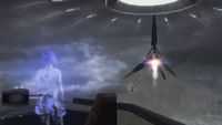 Cortana watches as the ship launches in Halo 2.