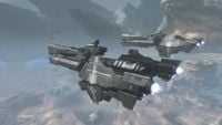 The UNSC Saratoga and the Grafton holding position above Szurdok Ridge.