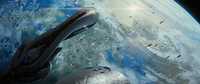 The Solemn Penance and its escorts do battle with the UNSC Home Fleet in Earth orbit.