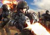 Blitz card of a UNSC Marine firing his MA37 in Halo Wars 2.