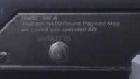 Closeup view of the text printed on the side of the MA37.