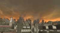 The destroyed city as seen from a UNSC complex.