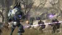 UNSC infantry fighting a Sangheili Ultra.
