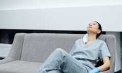 woman resting sofa