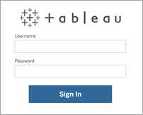 The Tableau sign-in screen with fields for username and password.