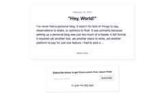 Your HEY World index page with a form to subscribe to email notifications