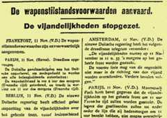 11 nov 1918, wapenstilstand Eerste Wereldoorlog