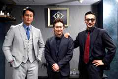 「日本統一」では初めてリーゼント姿を披露した喜矢武豊（左は本宮泰風、右は山口祥行）