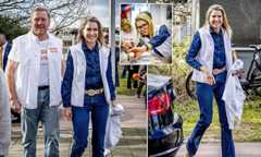 Queen Maxima of the Netherlands rocks double denim as she takes part in Volunteering Day