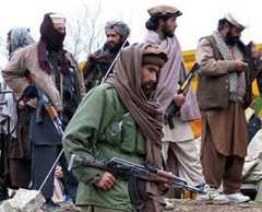 Religious extremists with AK-47s in North Waziristan area of Pakistan.