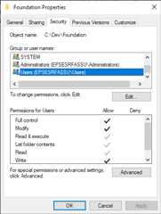 Folder access rights