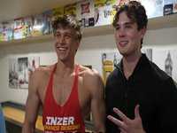 Clavicular Frame Mogged by ASU Frat Leader meme depicting an image of Clavicular getting frame mogged at an ASU frat party by Varis.