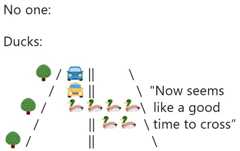 nobody emoji variation meme about ducks crossing the road