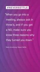 "When you go into a meeting, always ask in three's, and if you get a NO, make sure you know three reasons why they turned you down." -Mario Armstrong, Never Settle #Inspiration #Motivation