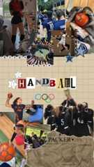 a collage of photos with the words handball written in large letters and pictures of athletes