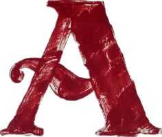 the letter a is drawn with red crayons