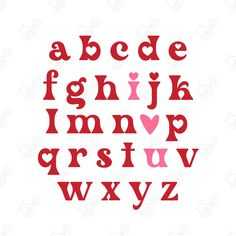 the letters are red and have hearts on them