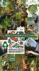 an image of environmentalism and the environment with pictures of animals, trees, plants and people