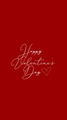 happy valentine's day with hearts on red background