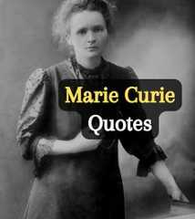 a woman in an apron with the words marie curie quotes
