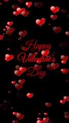 valentine's day wallpaper with lots of hearts floating in the air on a black background