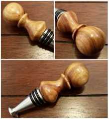 three different views of a wooden handle on a table