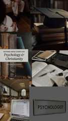 a collage of photos with books, papers and laptops
