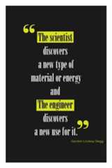 the scientist discovery quote on black and yellow