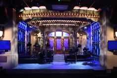 a stage set up for a musical performance