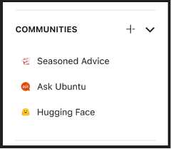 New Communities widget showing three entries. New Communities widget showing three entries.