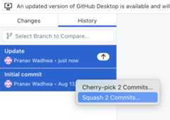 GitHub Desktop squash