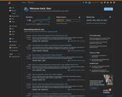 Current view of the homepage in dark mode