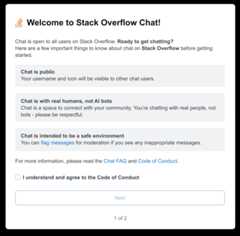 Chat room onboarding modal
