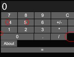 Calculator screenshot with layout problems annotated