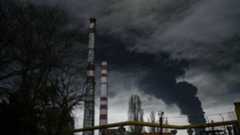 Smoke rises after an attack by Russian forces in Odessa, Ukraine on April 2022