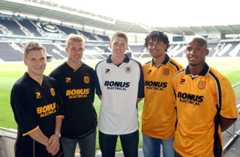 Hull City summer signings in 2003, from left, Andy Dawson, Danny Allsopp,  Richard Hinds, Jason Price and Alton Thelwell.