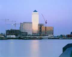 Canary Wharf Docklands during construction