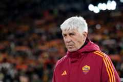 ROME, ITALY - NOVEMBER 27: AS Roma head coach Gian Piero Gasperini looks on during the UEFA Europa League 2025/26 League Phase MD5 match between AS Roma and FC Midtjylland at Stadio Olimpico on November 27, 2025 in Rome, Italy. (Photo by Paolo Bruno/Getty Images)