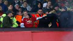Stewards had to step in as trouble flared between fans at Old Trafford
