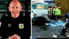 Yeovil Town manager Darren Way and the scene of the crash he was involved in