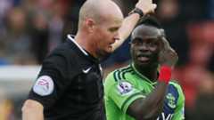 Sadio Mane is sent off by referee Lee Mason
