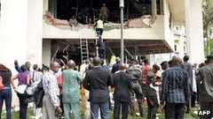 Rescue workers at UN building in Abuja, Nigeria - 26 August 2011
